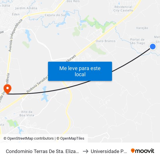 Condomínio Terras De Sta. Elizabeth Brasil to Universidade Paulista map