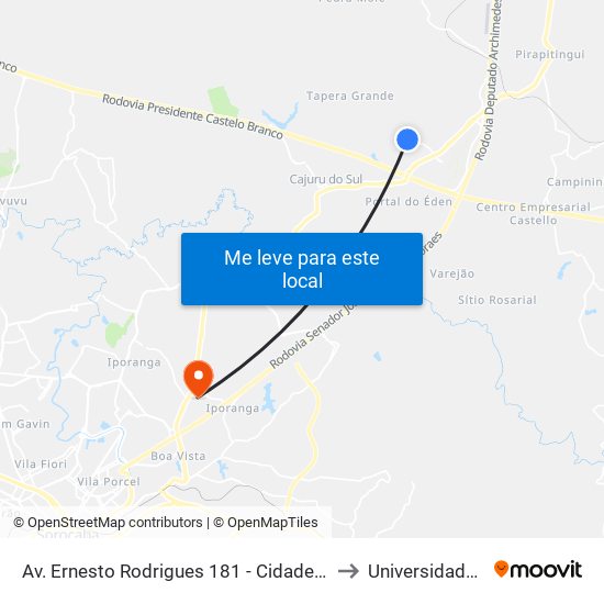 Av. Ernesto Rodrigues 181 - Cidade Nova II Itu - SP Brasil to Universidade Paulista map