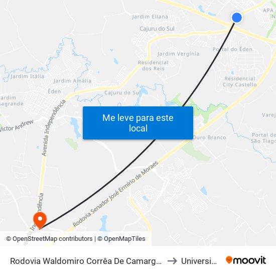 Rodovia Waldomiro Corrêa De Camargo 2300 - Jardim Novo Mundo Itu - SP Brasil to Universidade Paulista map