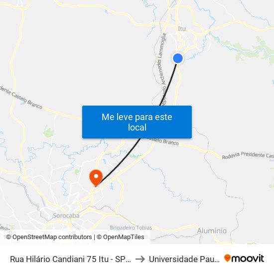 Rua Hilário Candiani 75 Itu - SP Brasil to Universidade Paulista map