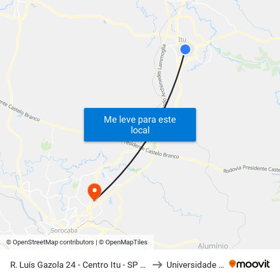 R. Luís Gazola 24 - Centro Itu - SP 13300-053 Brasil to Universidade Paulista map