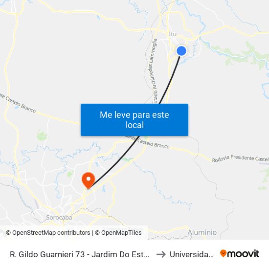 R. Gildo Guarnieri 73 - Jardim Do Estadio Itu - SP 13309-260 Brasil to Universidade Paulista map