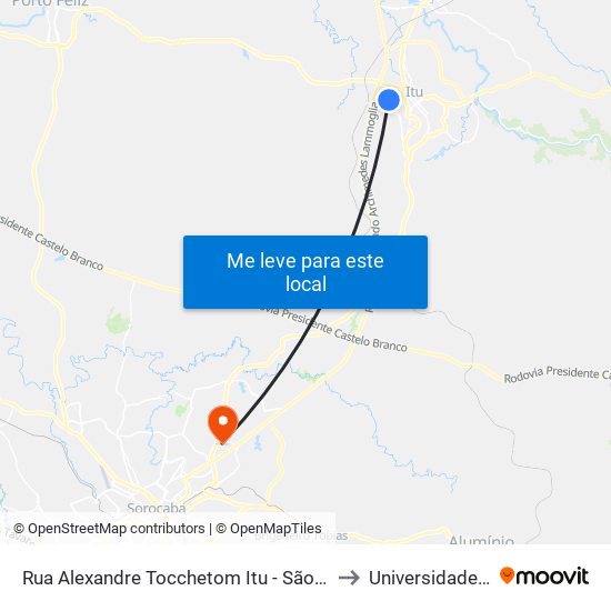 Rua Alexandre Tocchetom Itu - São Paulo 13310 Brasil to Universidade Paulista map