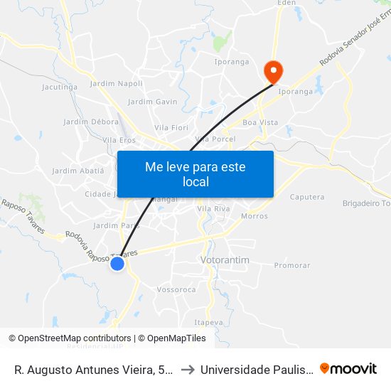 R. Augusto Antunes Vieira, 535 to Universidade Paulista map