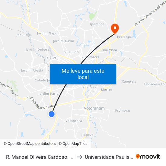 R. Manoel Oliveira Cardoso, 82 to Universidade Paulista map