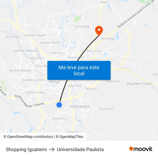 Shopping Iguatemi to Universidade Paulista map