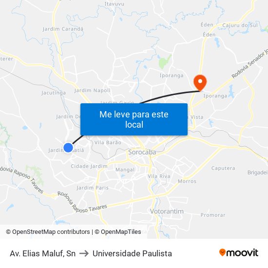 Av. Elias Maluf, Sn to Universidade Paulista map