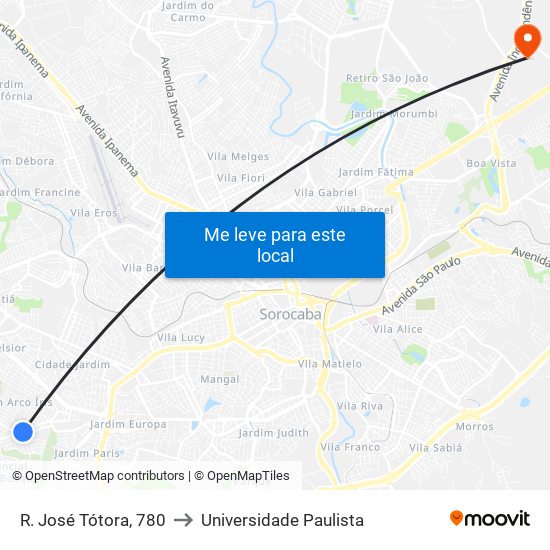 R. José Tótora, 780 to Universidade Paulista map