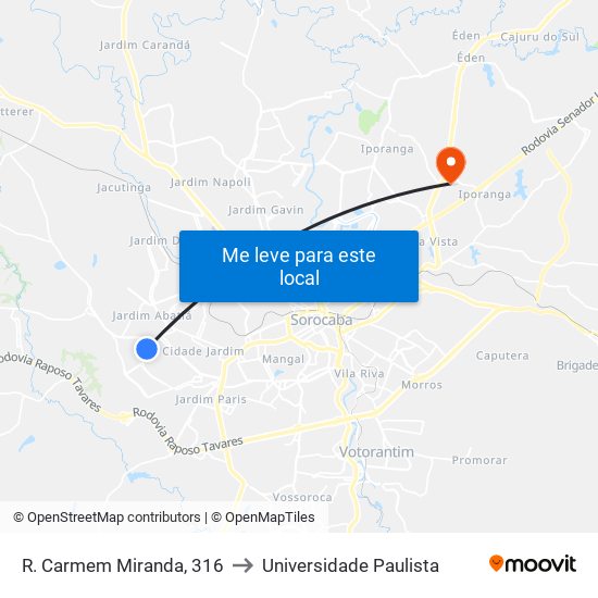R. Carmem Miranda, 316 to Universidade Paulista map