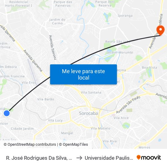 R. José Rodrigues Da Silva, Sn to Universidade Paulista map