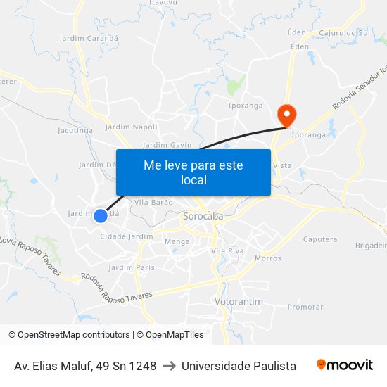 Av. Elias Maluf, 49 Sn 1248 to Universidade Paulista map