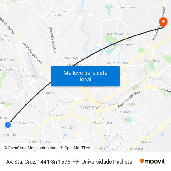Av. Sta. Cruz, 1441 Sn 1575 to Universidade Paulista map