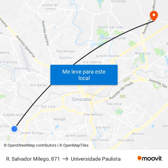 R. Salvador Milego, 871 to Universidade Paulista map