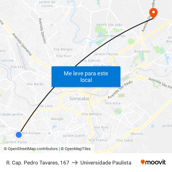 R. Cap. Pedro Tavares, 167 to Universidade Paulista map