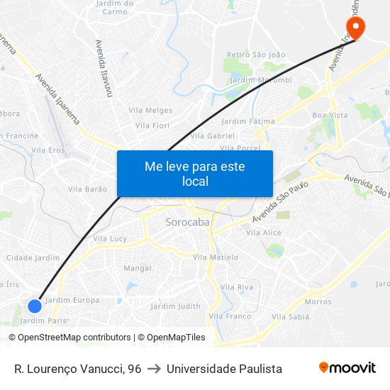 R. Lourenço Vanucci, 96 to Universidade Paulista map