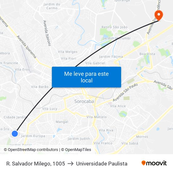 R. Salvador Milego, 1005 to Universidade Paulista map