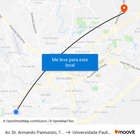 Av. Dr. Armando Pannunzio, 776 to Universidade Paulista map