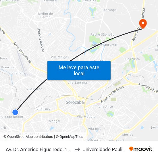 Av. Dr. Américo Figueiredo, 1042 to Universidade Paulista map