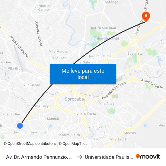 Av. Dr. Armando Pannunzio, Sn to Universidade Paulista map