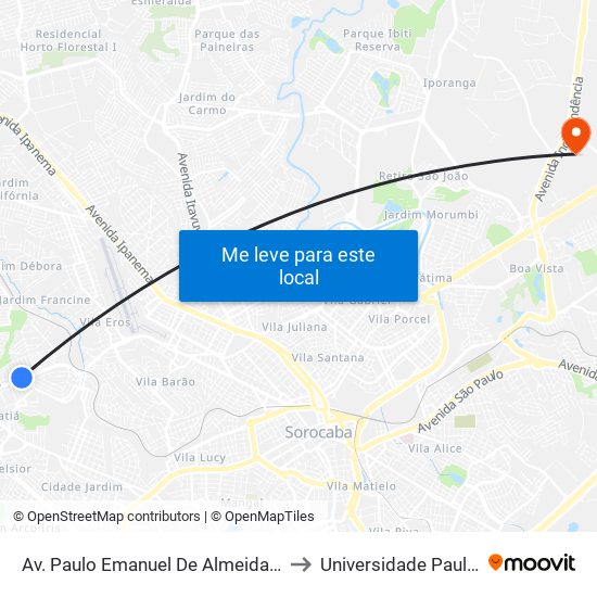 Av. Paulo Emanuel De Almeida, 679 to Universidade Paulista map