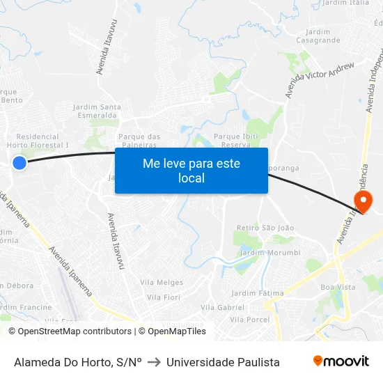 Alameda  Do Horto, S/Nº to Universidade Paulista map