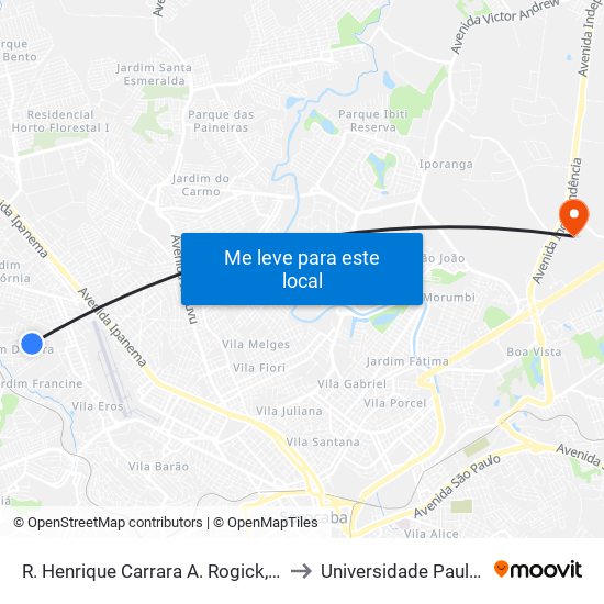 R. Henrique Carrara A. Rogick, 186 to Universidade Paulista map