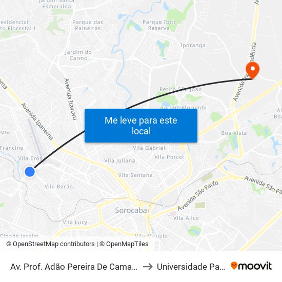 Av. Prof. Adão Pereira De Camargo, 761 to Universidade Paulista map