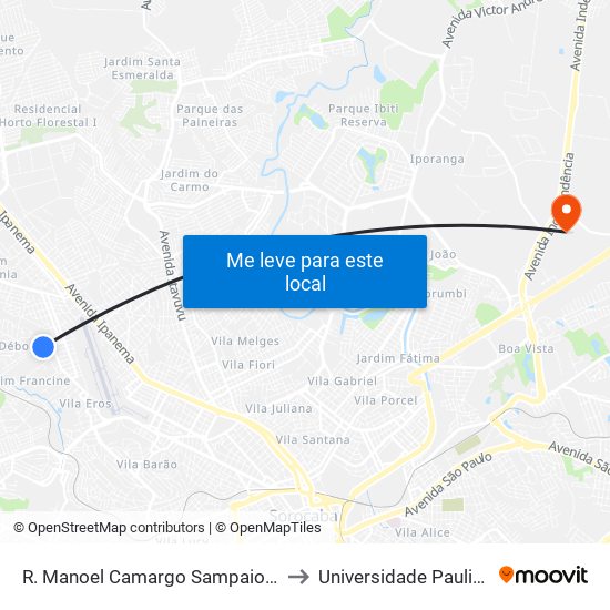 R. Manoel Camargo Sampaio, Sn to Universidade Paulista map