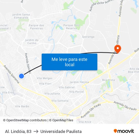 Al. Lindóia, 83 to Universidade Paulista map