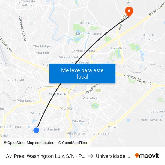 Av. Pres. Washington Luiz, S/N - Pça. Nova York to Universidade Paulista map