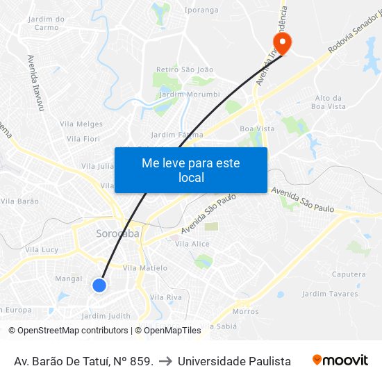 Av. Barão De Tatuí, Nº 859. to Universidade Paulista map