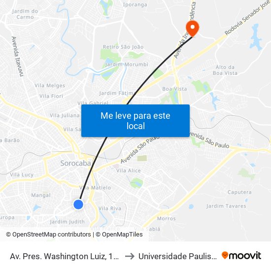 Av. Pres. Washington Luiz, 155 to Universidade Paulista map