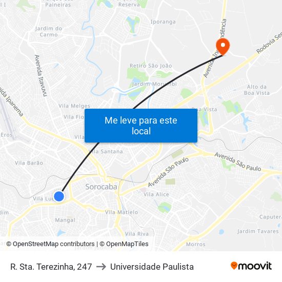 R. Sta. Terezinha, 247 to Universidade Paulista map