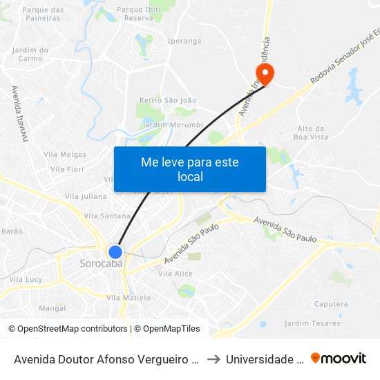 Avenida Doutor Afonso Vergueiro - Casa Do Turista to Universidade Paulista map