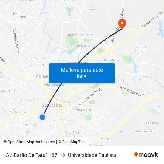 Av. Barão De Tatuí, 187 to Universidade Paulista map