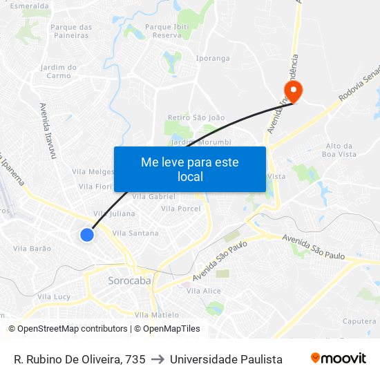 R. Rubino De Oliveira, 735 to Universidade Paulista map