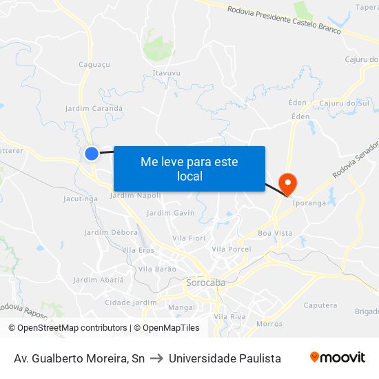 Av. Gualberto Moreira, Sn to Universidade Paulista map