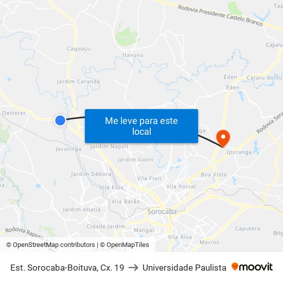 Est. Sorocaba-Boituva, Cx. 19 to Universidade Paulista map