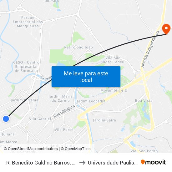 R. Benedito Galdino Barros, Sn to Universidade Paulista map