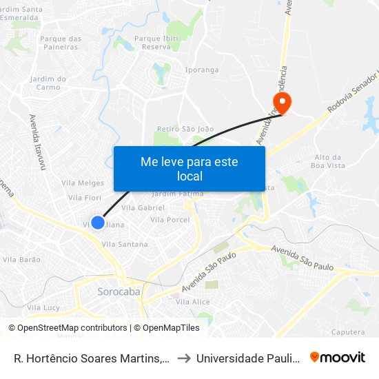 R. Hortêncio Soares Martins, Sn to Universidade Paulista map