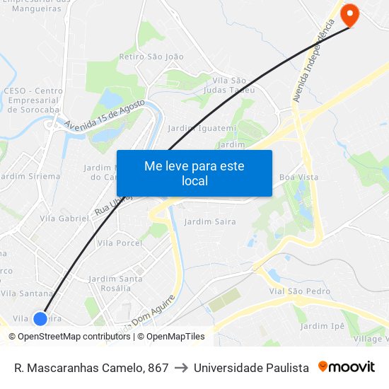 R. Mascaranhas Camelo, 867 to Universidade Paulista map