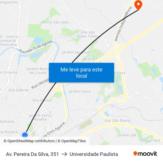 Av. Pereira Da Silva, 351 to Universidade Paulista map