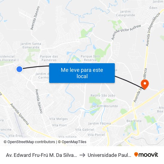 Av. Edward Fru-Frú M. Da Silva, 915 to Universidade Paulista map