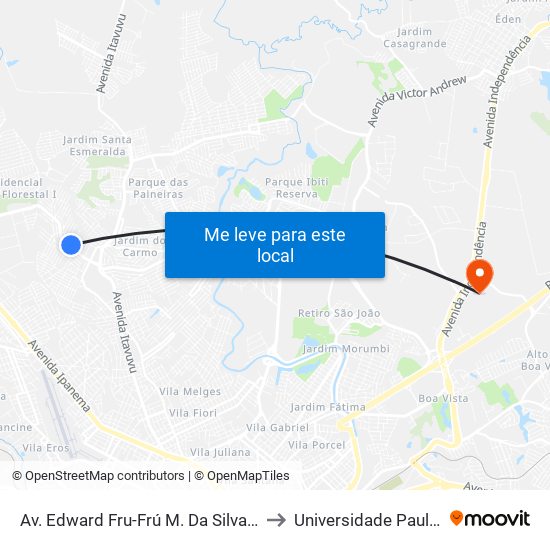 Av. Edward Fru-Frú M. Da Silva, 452 to Universidade Paulista map
