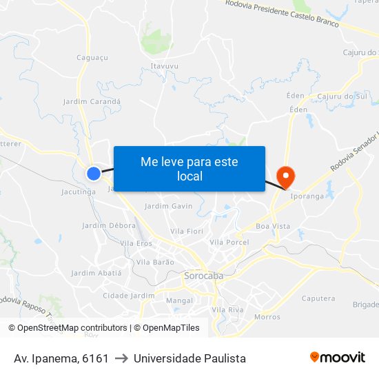 Av. Ipanema, 6161 to Universidade Paulista map