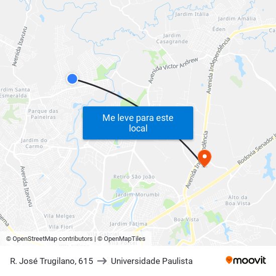 R. José Trugilano, 615 to Universidade Paulista map