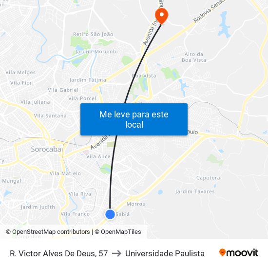 R. Victor Alves De Deus, 57 to Universidade Paulista map