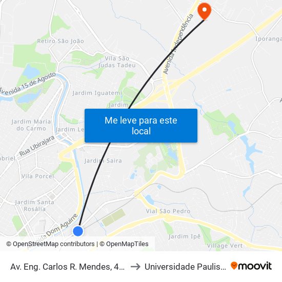 Av. Eng. Carlos R. Mendes, 476 to Universidade Paulista map
