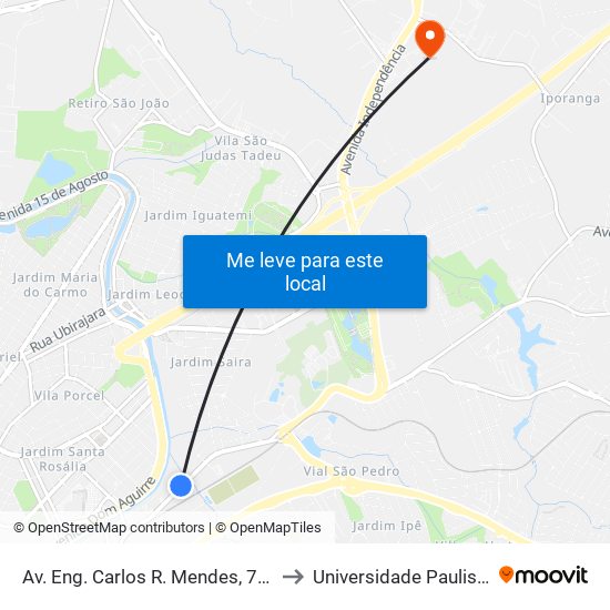Av. Eng. Carlos R. Mendes, 740 to Universidade Paulista map
