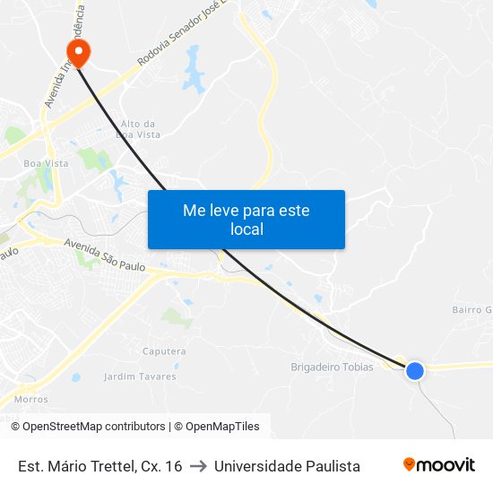 Est. Mário Trettel, Cx. 16 to Universidade Paulista map